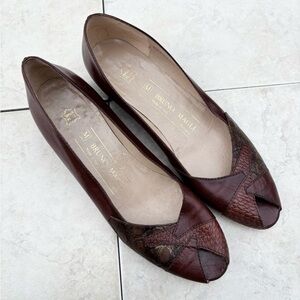 Bruno Magli leather peep toe flats size 7 brown